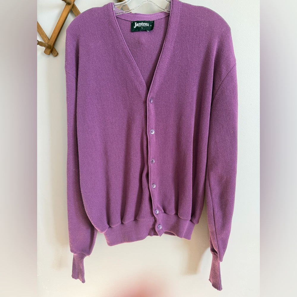Vintage Purple Jantzen Kurt Cobain Grunge Cardigan Large